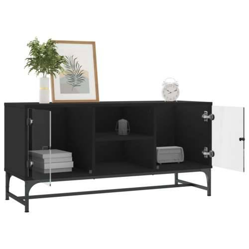 TV ormarić sa staklenim vratima crni 102 x 37 x 50 cm - Crna 1 Cijena
