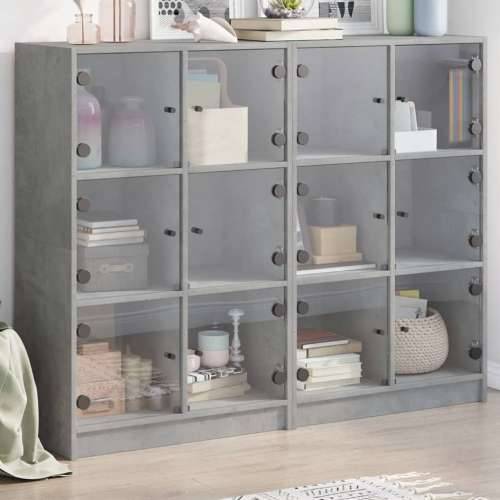 Regal za knjige s vratima boja betona 136 x 37 x 109 cm drveni - Beton siva 1 136 cm Cijena