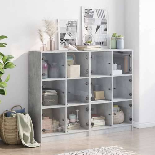 Regal za knjige s vratima boja betona 136 x 37 x 109 cm drveni - Beton siva 1 136 cm Cijena