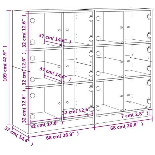 Regal za knjige s vratima boja betona 136 x 37 x 109 cm drveni - Beton siva 1 136 cm Cijena