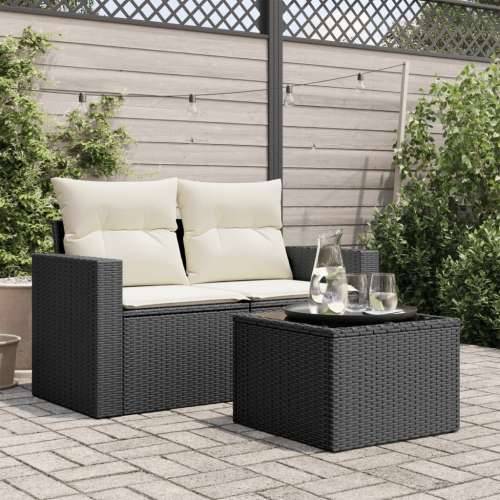 Vrtni stol sa staklenom pločom crni 55x55x37 cm od poliratana - Crna 1 pe rattan Cijena