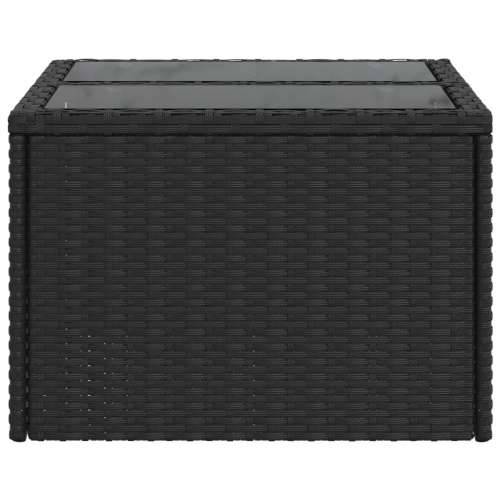 Vrtni stol sa staklenom pločom crni 55x55x37 cm od poliratana - Crna 1 pe rattan Cijena