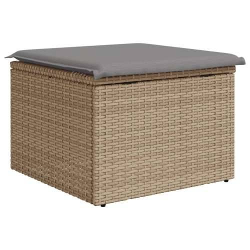 Vrtni tabure s jastukom bež 55 x 55 x 37 cm od poliratana - bež i siva 1 sa spremištem Cijena