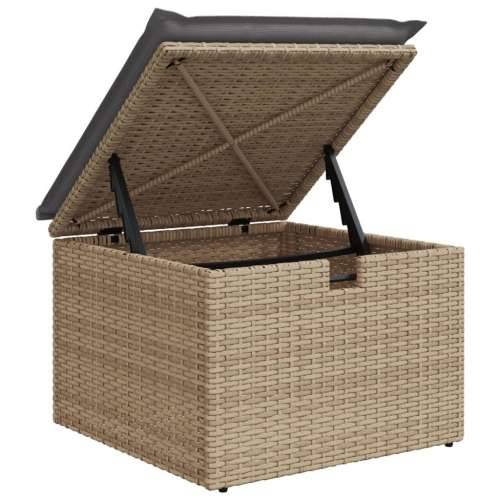Vrtni tabure s jastukom bež 55 x 55 x 37 cm od poliratana - bež i siva 1 sa spremištem Cijena