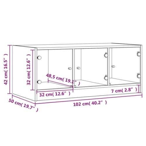 Stolić za kavu sa staklenim vratima boja betona 102x50x42 cm - Beton siva 1 Cijena