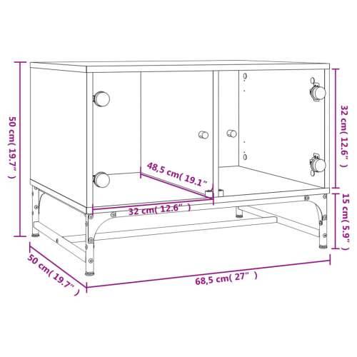 Stolić za kavu sa staklenim vratima bijeli 68,5 x 50 x 50 cm - Bijela 1 Cijena