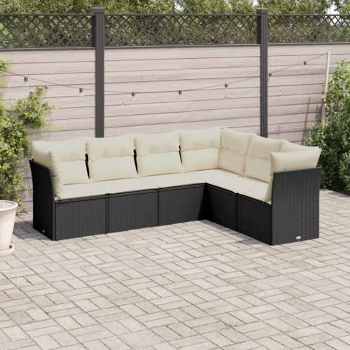 Vrtna garnitura - 6-dijelni set vrtnih sofa s jastucima crni od poliratana - Crna i krem Bez stola 1 Cijena