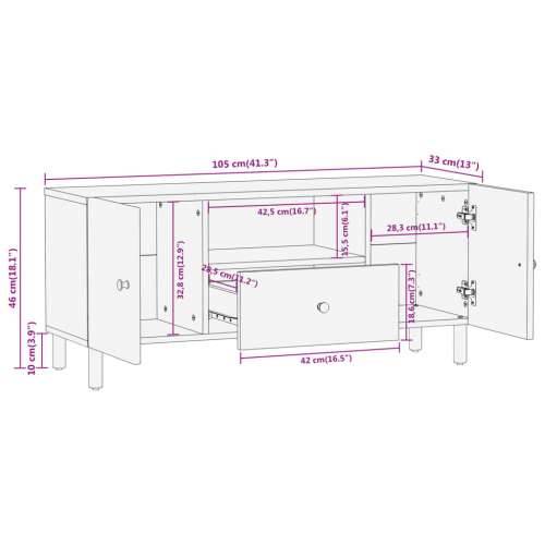 TV ormarić 105 x 33 x 46 cm od masivnog bagremovog drva - Prirodna 1 Masivno bagremovo drvo Cijena