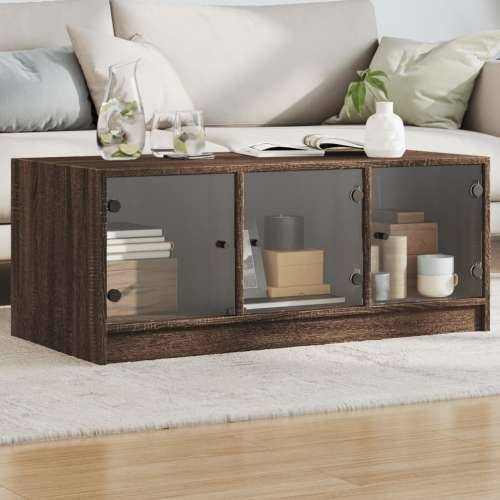 Stolić za kavu sa staklenim vratima boja hrasta 102x50x42 cm - Smeđi hrast 1 Cijena