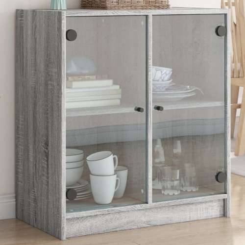 Bočni ormarić sa staklenim vratima boja hrasta 68x37x75,5 cm - Sivi hrast sonoma 1 Cijena