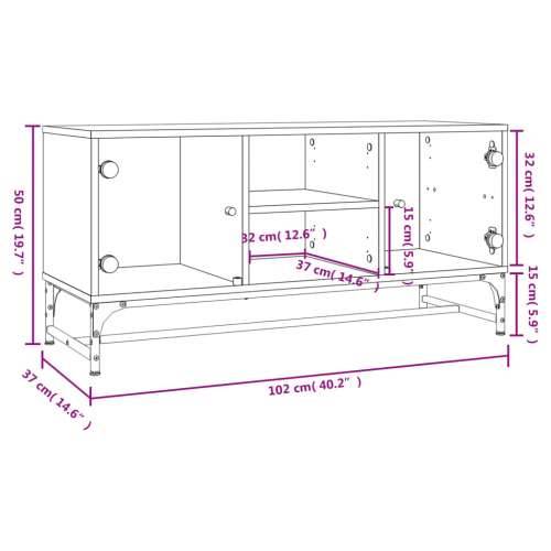 TV ormarić sa staklenim vratima boja hrasta sonome 102x37x50 cm - sonoma hrast 1 Cijena