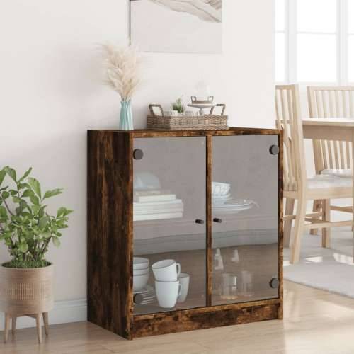 Bočni ormarić sa staklenim vratima boja hrasta 68x37x75,5 cm - Dimljeni hrast 1 Cijena