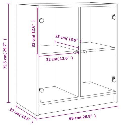 Bočni ormarić sa staklenim vratima boja hrasta 68x37x75,5 cm - Dimljeni hrast 1 Cijena