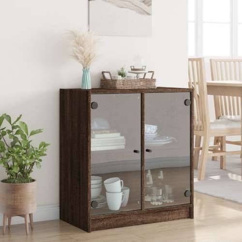 Bočni ormarić sa staklenim vratima boja hrasta 68x37x75,5 cm - Smeđi hrast 1 Cijena