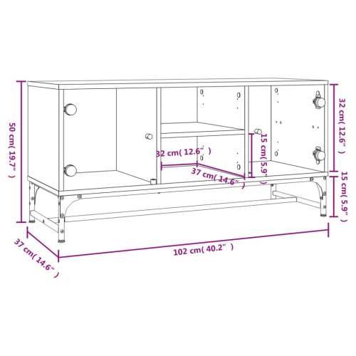 TV ormarić sa staklenim vratima boja betona 102 x 37 x 50 cm - Beton siva 1 Cijena