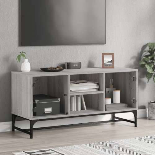TV ormarić sa staklenim vratima siva boja hrasta 102x37x50 cm - Sivi hrast sonoma 1 Cijena