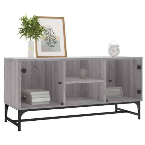 TV ormarić sa staklenim vratima siva boja hrasta 102x37x50 cm - Sivi hrast sonoma 1 Cijena