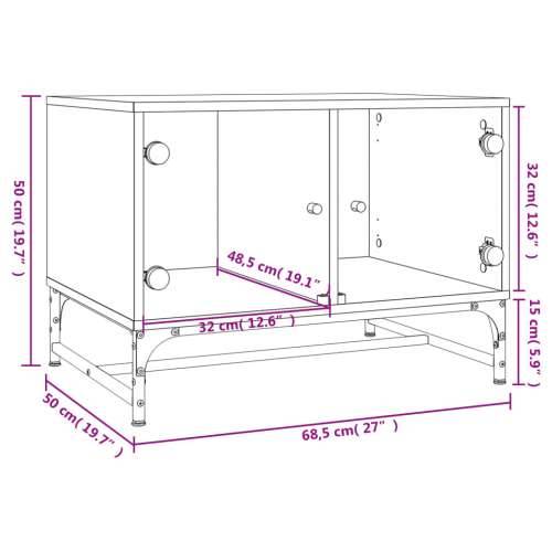 Stolić za kavu sa staklenim vratima crni 68,5 x 50 x 50 cm - Crna 1 Cijena