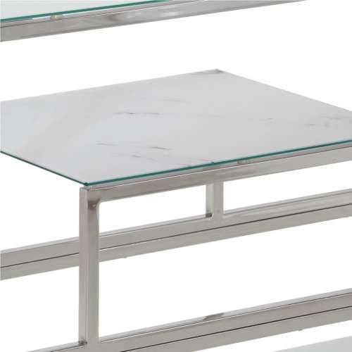 Konzolni stol srebrni nehrđajući čelik i kaljeno staklo Cijena