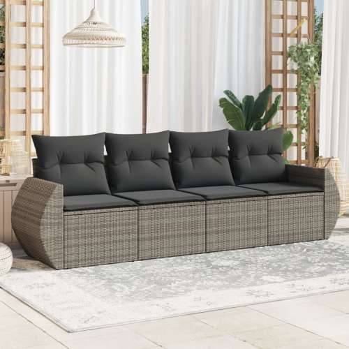 Vrtna garnitura - 4-dijelni set vrtnih sofa od poliratana s jastucima sivi - Siva Bez stola 1 Cijena
