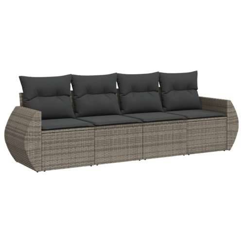 Vrtna garnitura - 4-dijelni set vrtnih sofa od poliratana s jastucima sivi - Siva Bez stola 1 Cijena