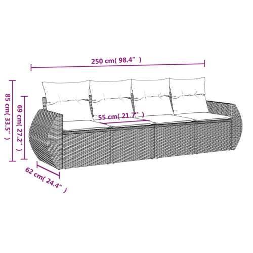 Vrtna garnitura - 4-dijelni set vrtnih sofa od poliratana s jastucima sivi - Siva Bez stola 1 Cijena