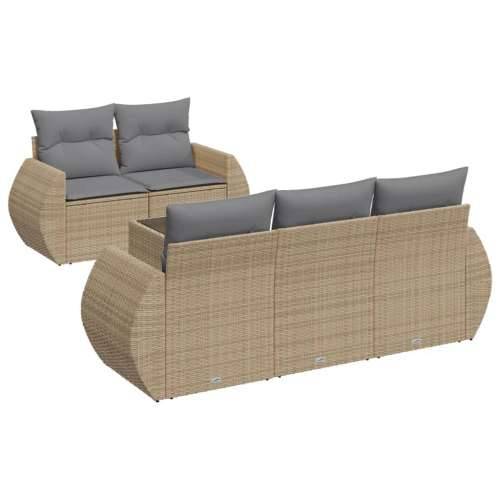 Vrtna garnitura - 6-dijelni set vrtnih sofa s jastucima bež od poliratana - bež i siva 6 Cijena