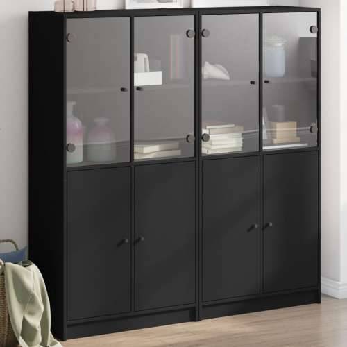 Regal za knjige s vratima crni 136x37x142 cm konstruirano drvo Crna 1 136 cm Cijena
