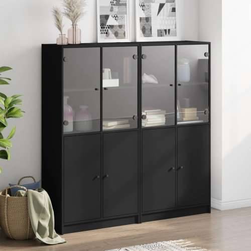 Regal za knjige s vratima crni 136x37x142 cm konstruirano drvo Crna 1 136 cm Cijena