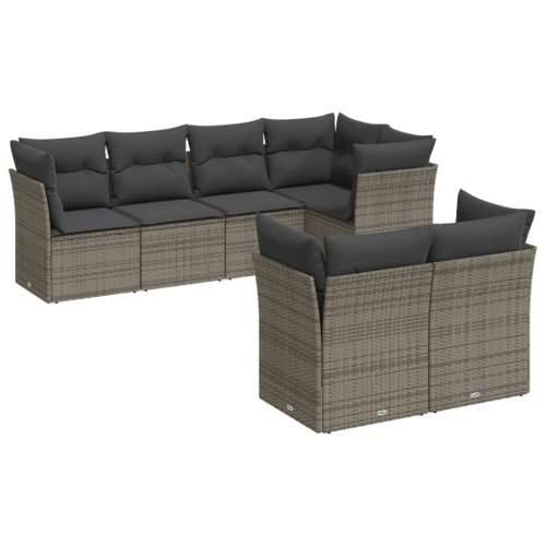 Vrtna garnitura - 7-dijelni set vrtnih sofa sivi od poliratana - Siva 7 Cijena
