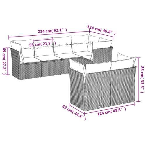Vrtna garnitura - 7-dijelni set vrtnih sofa sivi od poliratana - Siva 7 Cijena