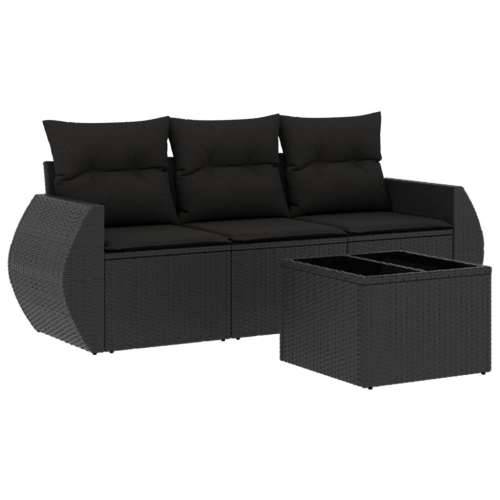 Vrtna garnitura - 4-dijelni set vrtnih sofa od poliratana s jastucima crni - Crna Sa stolom 1 Cijena