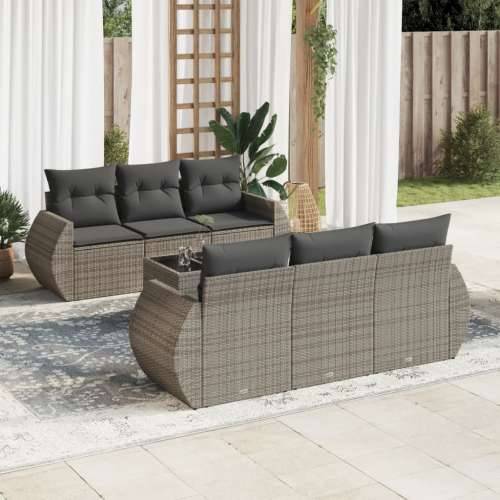Vrtna garnitura - 7-dijelni set vrtnih sofa sivi od poliratana - Siva 7 Cijena