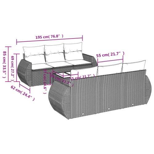 Vrtna garnitura - 7-dijelni set vrtnih sofa sivi od poliratana - Siva 7 Cijena