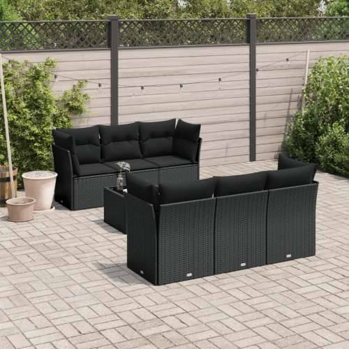Vrtna garnitura - 7-dijelni set vrtnih sofa od poliratana s jastucima crni - Crna stol + 4x kutna + 2x srednja 1 Cijena