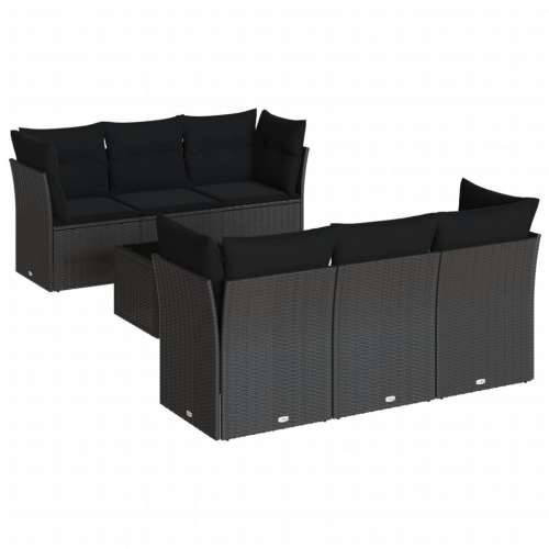 Vrtna garnitura - 7-dijelni set vrtnih sofa od poliratana s jastucima crni - Crna stol + 4x kutna + 2x srednja 1 Cijena