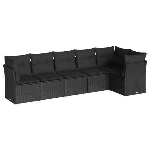 Vrtna garnitura - 6-dijelni set vrtnih sofa s jastucima crni od poliratana - Crna Bez stola 1 Cijena