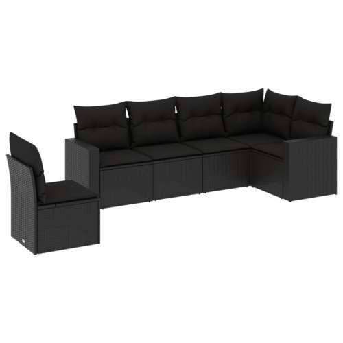 Vrtna garnitura - 6-dijelni set vrtnih sofa s jastucima crni od poliratana - Crna 1 Bez stola Cijena