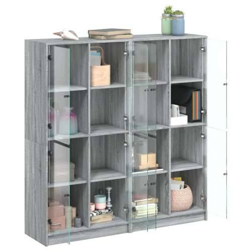 Regal za knjige s vratima boja hrasta 136x37x142 cm drveni - Sivi hrast sonoma 1 136 cm Cijena