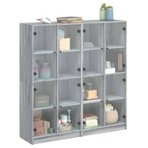 Regal za knjige s vratima boja hrasta 136x37x142 cm drveni - Sivi hrast sonoma 1 136 cm Cijena
