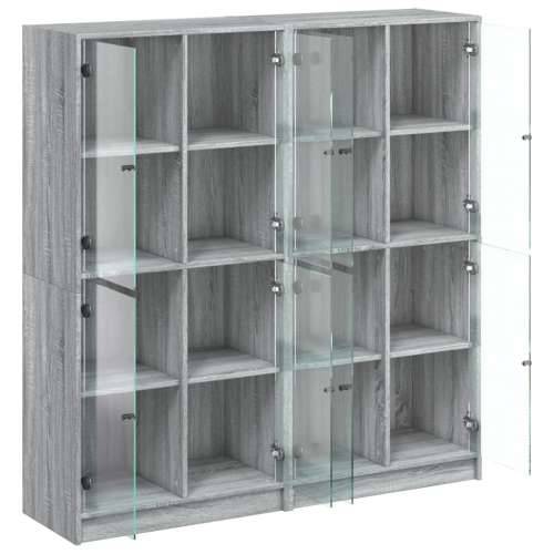 Regal za knjige s vratima boja hrasta 136x37x142 cm drveni - Sivi hrast sonoma 1 136 cm Cijena