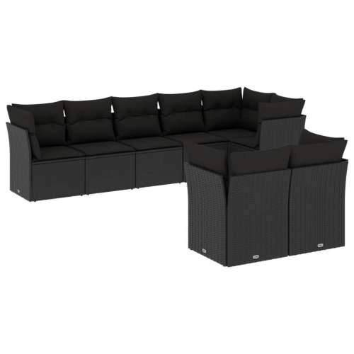 Vrtna garnitura - 8-dijelni set vrtnih sofa od poliratana s jastucima crni - Crna Bez stola 1 Cijena