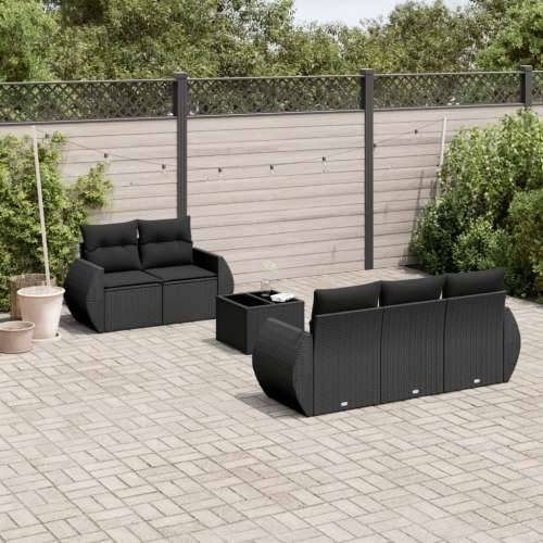 Vrtna garnitura - 6-dijelni set vrtnih sofa s jastucima crni od poliratana - Crna 6 Cijena