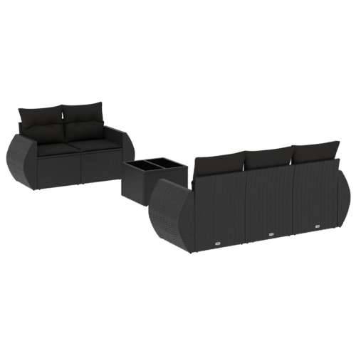 Vrtna garnitura - 6-dijelni set vrtnih sofa s jastucima crni od poliratana - Crna 6 Cijena