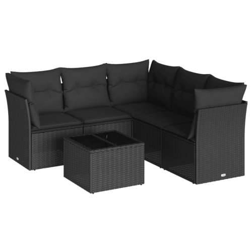 Vrtna garnitura - 6-dijelni set vrtnih sofa s jastucima crni od poliratana - Crna Sa stolom 1 Cijena