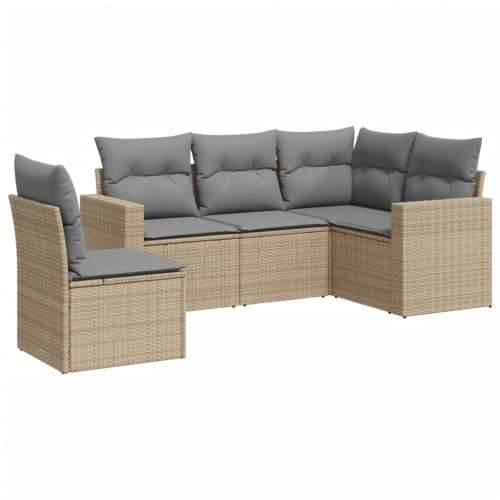 5-dijelni vrtni set sofa s jastucima bež od poliratana - bež i siva 1 Bez stola Cijena