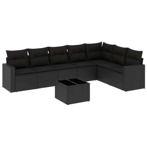 Vrtna garnitura - 8-dijelni set vrtnih sofa od poliratana s jastucima crni - Crna 1 Sa stolom Cijena