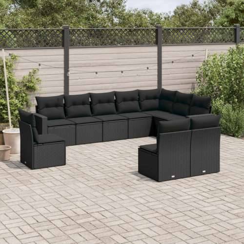Vrtna garnitura - 10-dijelni set vrtnih sofa s jastucima crni od poliratana - Crna 1 Bez stola Cijena
