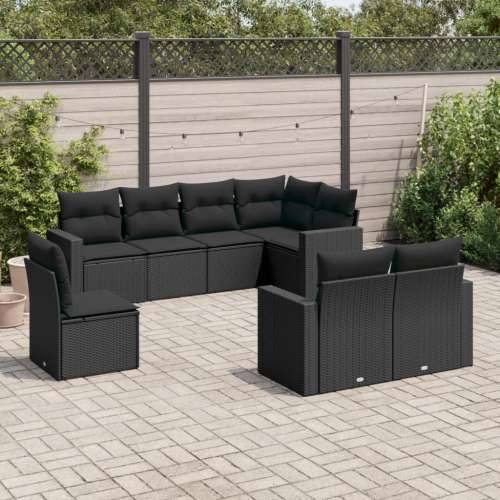 Vrtna garnitura - 8-dijelni set vrtnih sofa od poliratana s jastucima crni - Crna 1 Bez stola Cijena