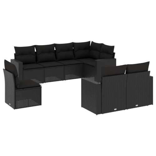 Vrtna garnitura - 8-dijelni set vrtnih sofa od poliratana s jastucima crni - Crna 1 Bez stola Cijena